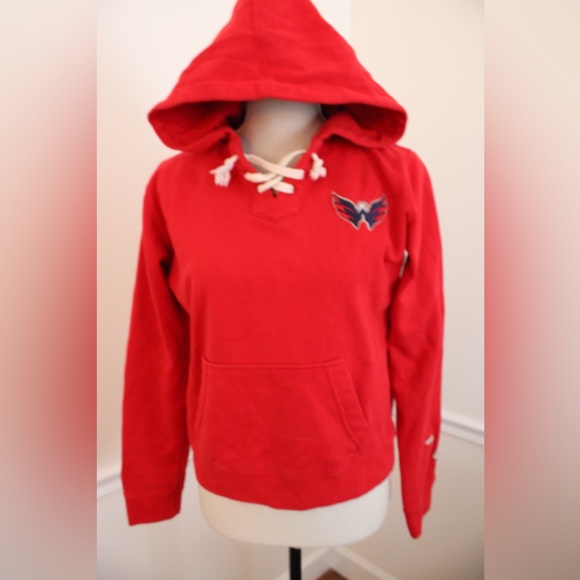 Washington Capitals Hockey Red Embordered Hoodie Sweatshirt Size M - Picture 4 of 16